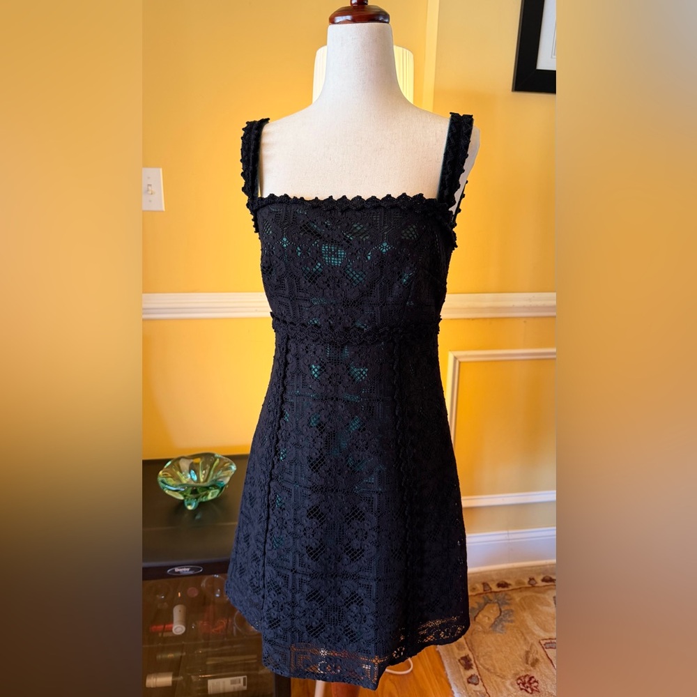 DOLCE & GABBANA - Black Crochet Mini Dress